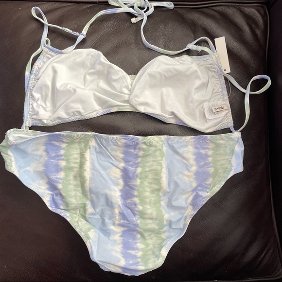 Madewell Second Wave Adjustable String Bikini Top Classic Tie-Dye Print Large - Picture 2 of 11